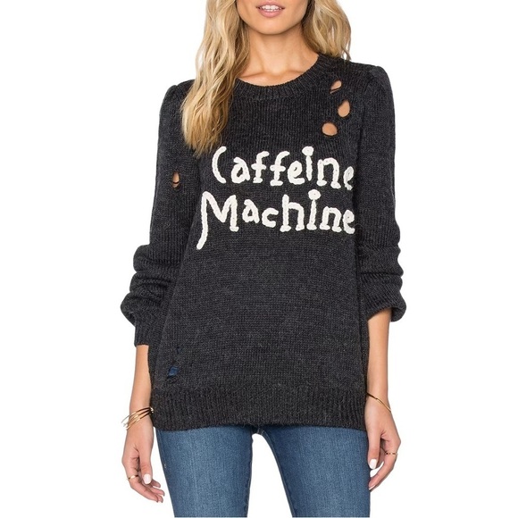 WILDFOX x REVOLVE Caffeine Machine Distressed Alpaca Blend Sweater - Picture 1 of 10